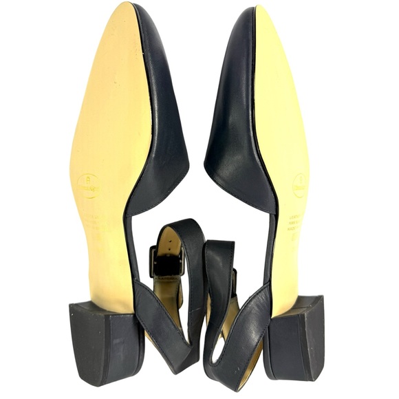 Etienne Aigner Black Leather Flats with Ankle Strap - Picture 12 of 15